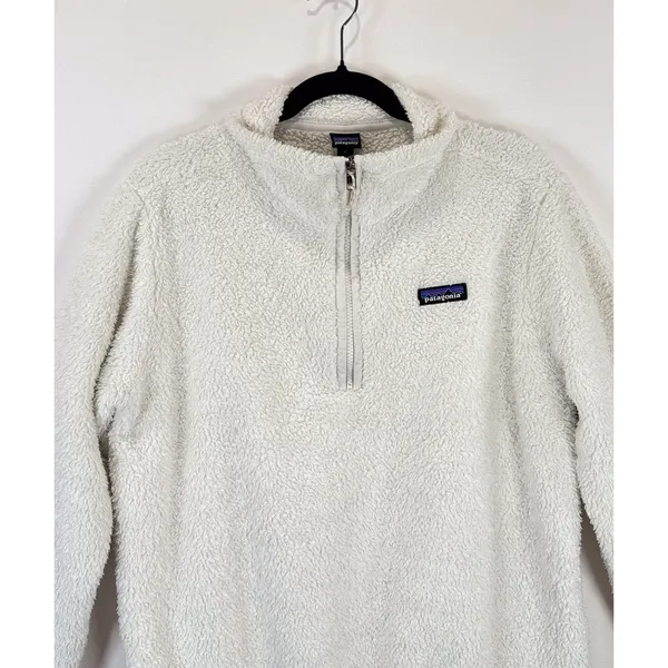 Patagonia Womens Jacket White Los Gatos High Pile Fleece 1/4 Zip Pullover Medium - Image 7