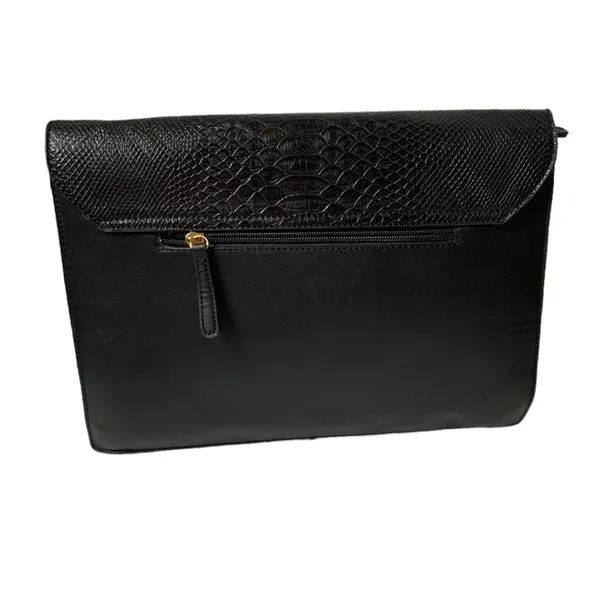 Justfab Joey portfolio‎ iPad clutch black faux leather python embossed fold over - Image 2