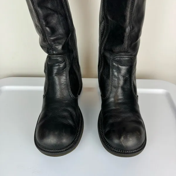Vtg Y2K Harley Davidson Black Leather Tall Pavement Boots Sz 7.5 Chunky Moto - Image 7