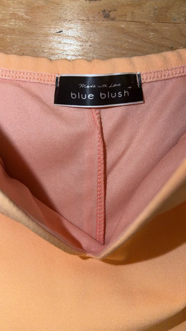 BLUE BLUSH S Peach Sleeveless V Neck Bodycon Short Dress Solid - Image 4