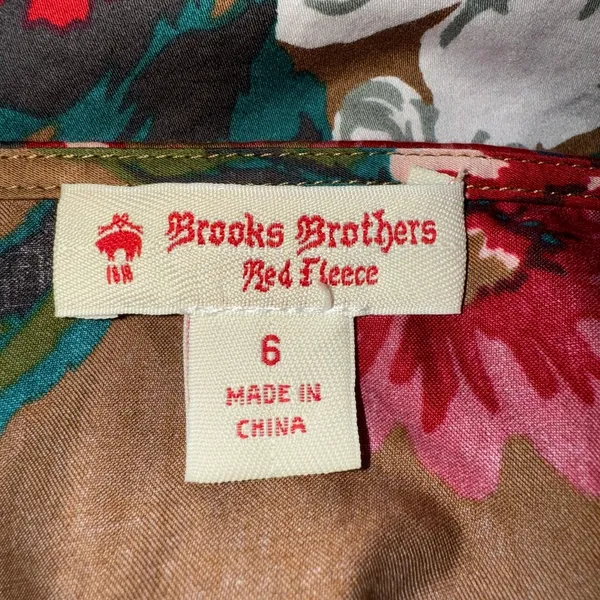 BROOKS BROTHERS Red Fleece Floral Peplum Cotton Blouse 3/4" Sleeves EUC‎ Size 6 - Image 7