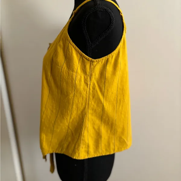 Dizzier Yellow with Black Stripes Thin Adjustable Straps Crop Top Size M Size M - Image 7