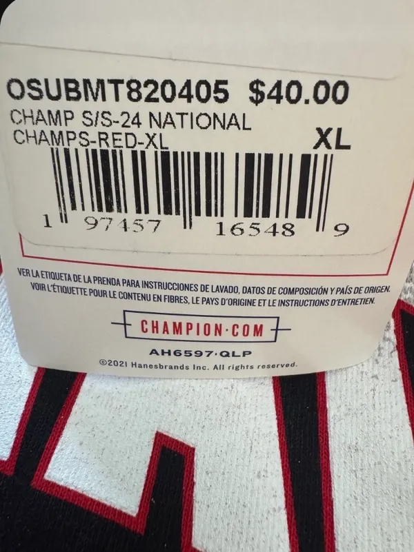 NWT Champion NCAA Ohio State Buckeyes 2024 National Champions Men's XL $40 MSRP - Image 7