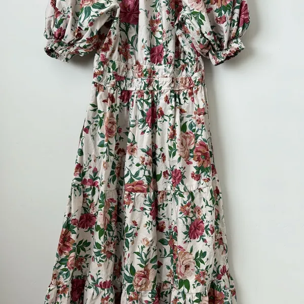 ANTHROPOLOGIE The Somerset Puff Sleeve Edition Floral Rose Printed Dress Size: S - Image 11