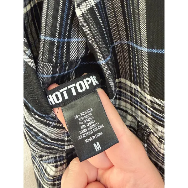 Hot Topic Plaid Overalls Size Medium Black White Academia Grunge Punk Goth - Image 5