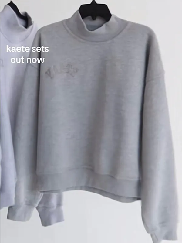 Kaete Mockneck Grunge Gray Boyfriend Cozy Fleece Sweatshirt‎ S/M - Image 3