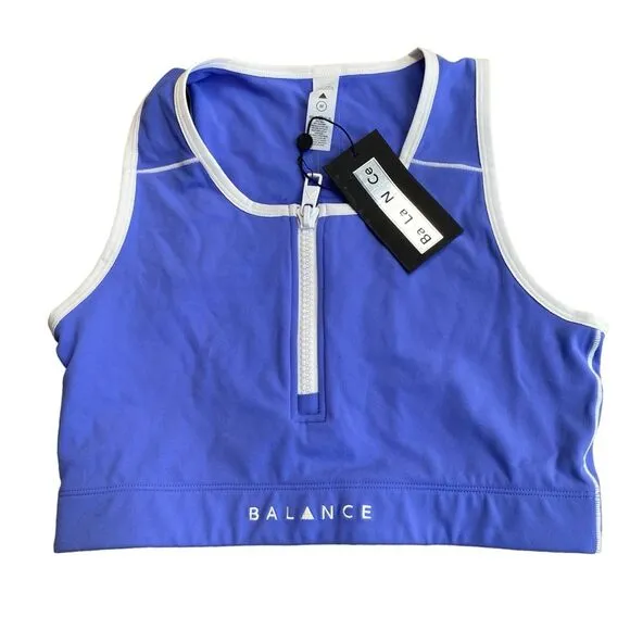 Balance Athletica‎ Vitality Women’s M Isotope Zip Front Crop Top Sports Bra Blue - Image 4