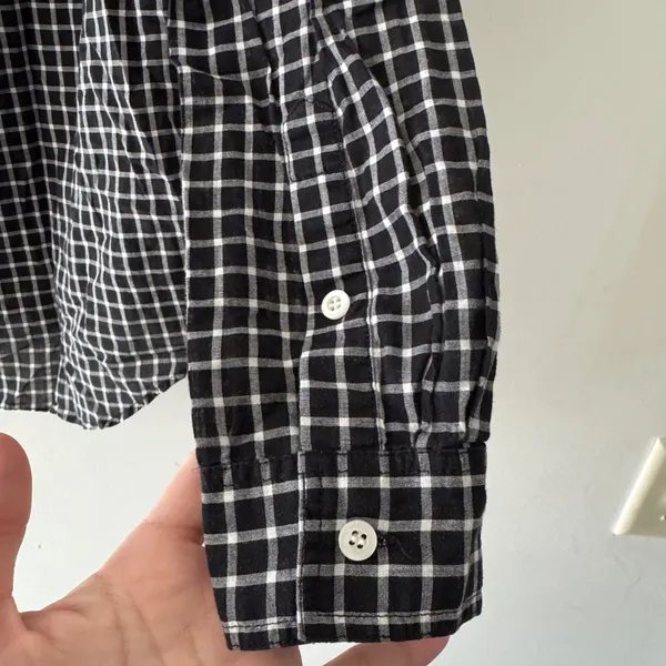 Madewell Women’s Black and White‎ Plaid Long Sleeve Button Down Top - Image 3
