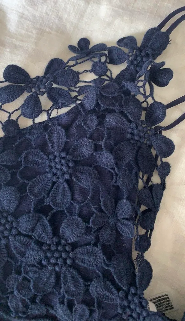 Free People lace scallop navy blue bralette - Image 4