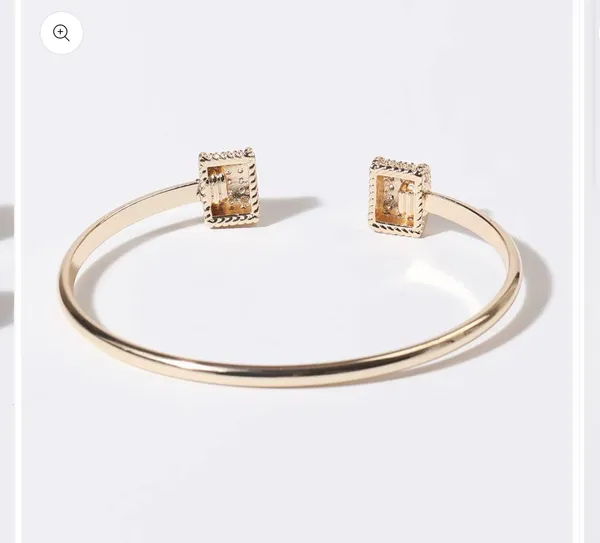Bar Edge Gold Plated Cuff Bangle Bracelet - Image 6