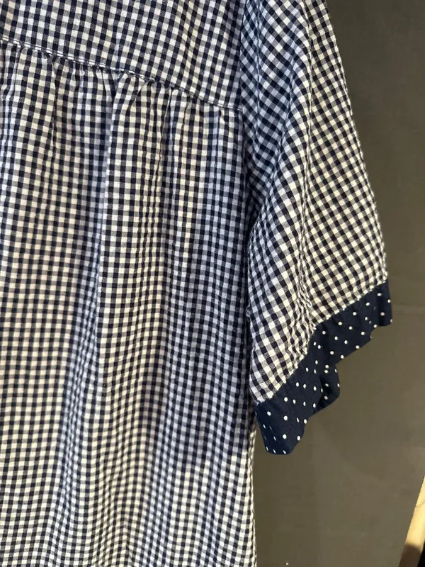 Croft & Barrow 2X Gingham Zip House Dress Robe Navy White Grannycore Comfy - Image 3