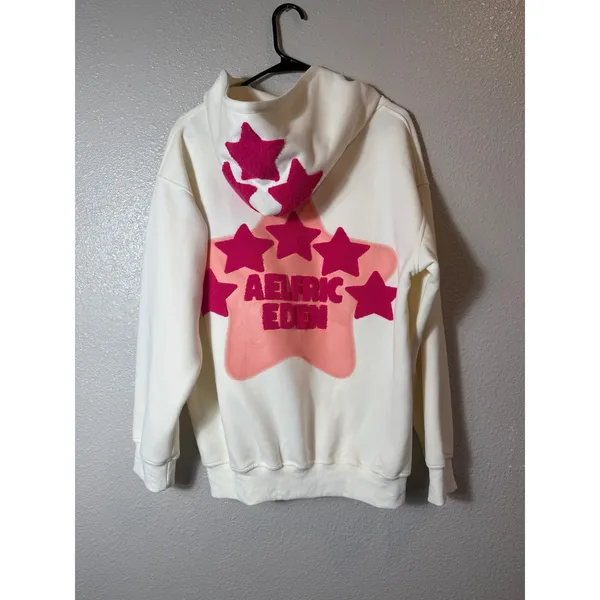 Aelfric Eden Vintage Embroidery Eden Star V303 Hoodie CreamPink Oversized SizeXS - Image 3