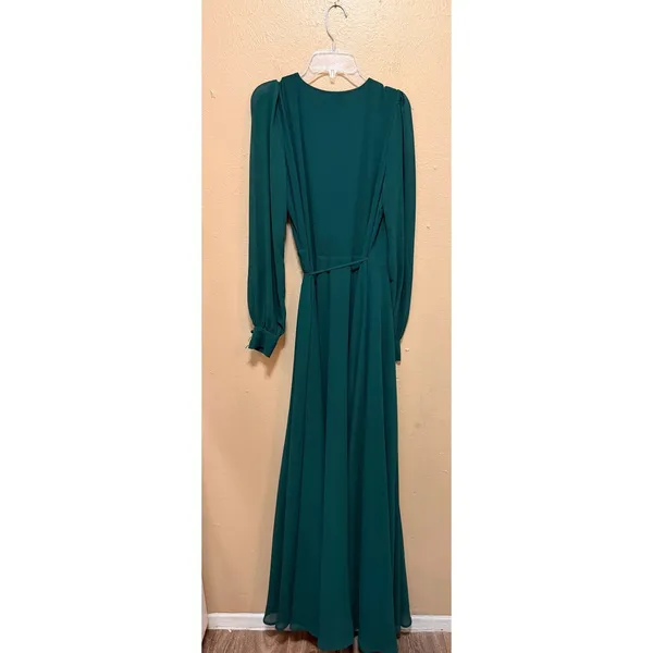 Lulus Teal Green Long Sleeve Wrap Maxi‎ Dress Size Small READ - Image 8