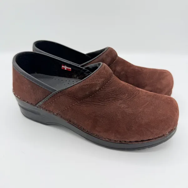 Sanita Original Danish Clogs Brown Nubuck Leather Slip On Mules EU 37 US 6.5 - Image 9