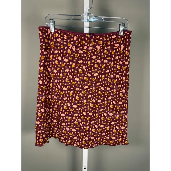 Free‎ People IRL Floral Slip Skirt Plum Ruffle Mini Boho Fairy Grunge Size 6 - Image 4