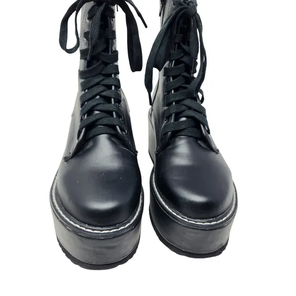 Liliana Shoes Black Leather Zip Archer 1 Chunky Platform Combat Boots Size 7.5 - Image 5