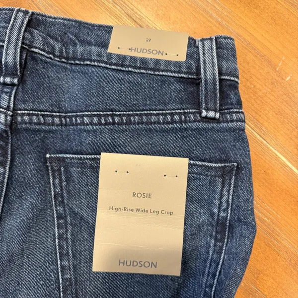 HUDSON Rosie High-Rise Wide Leg Crop Denim Jeans Lakeside Blue Women's US 27 NWT - Image 7