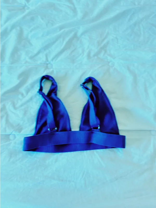 Blue Ribbed Bikini Top - Image 2