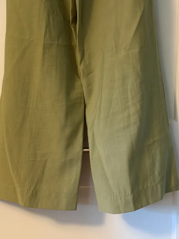 Mon Renn scenic pant olive size small wide leg pleated quiet luxury resort - Image 7