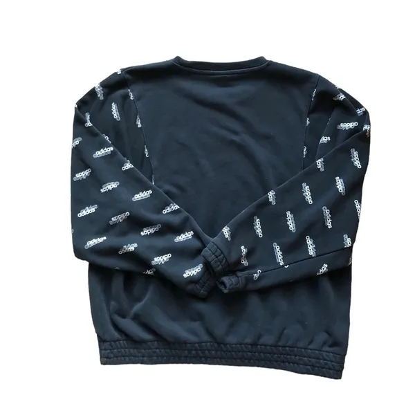 Adidas Linear Fav Core All Over Print Pullover Sweatshirt Sz M Black White - Image 6