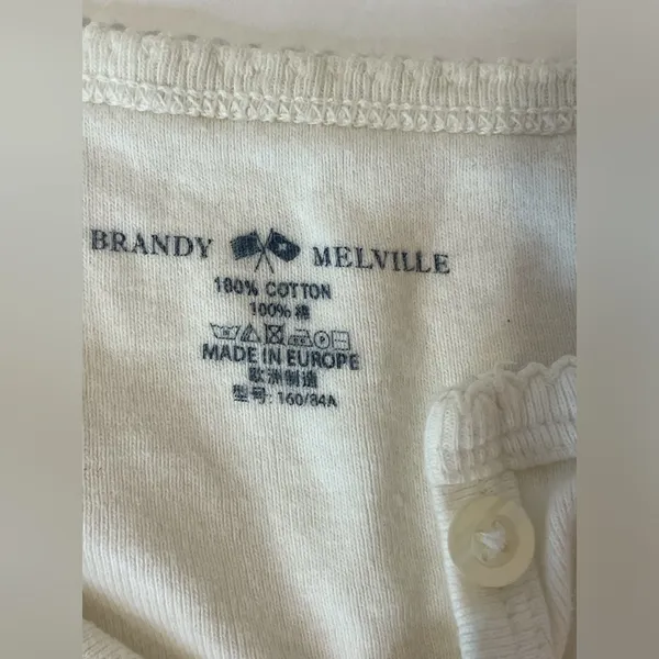 Brandy Melville Women’s Cream Button-Up Cropped Top Size‎ XS-S - Image 4