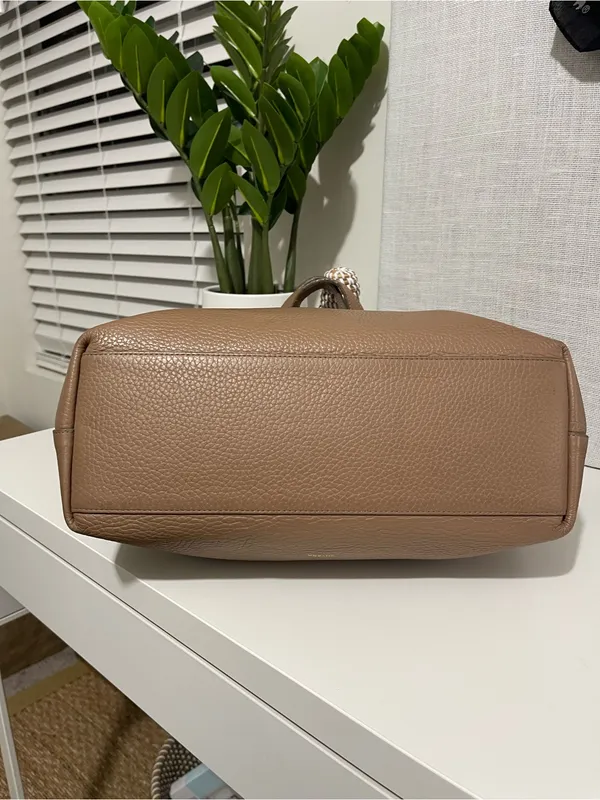 CUYANA 13” system tote bag purse Minimalist Taupe Leather cappuccino brown - Image 11