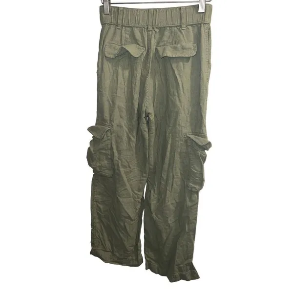 ✨Abercrombie & Fitch Linen-Blend Tailored Ultra Wide-Leg Cargo Sz S Green Pants✨ - Image 9