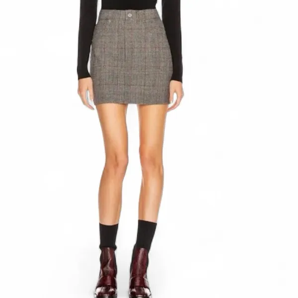 Helmut Lang Black Gray Red Plaid Mini Skirt 28 - Image 2