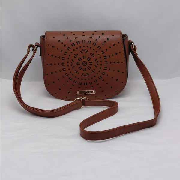 Mudd Womens Brown Shoulder Bag Small Cut Out Boho Festival Western Saddle Bag Purse - Image 3