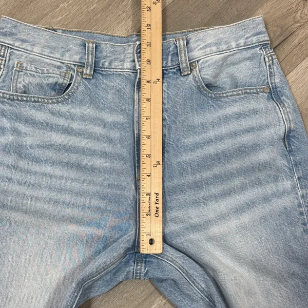 American Eagle Mom Jeans Women 6 Blue High Rise Straight Leg‎ Distressed Knee - Image 13