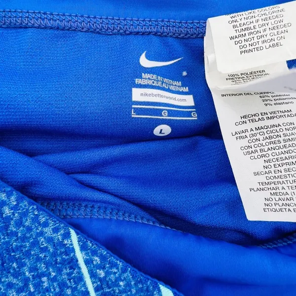 Nike Shorts Womens Large Blue Double Lined High Rise Swoosh Logo Athletic - Image 3