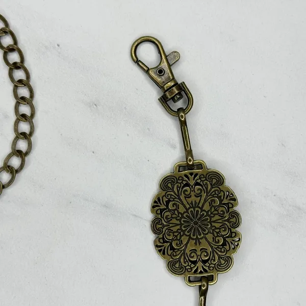 Floral Filigree Bronze Gold Tone Chain Belt OS ✨ - Image 3