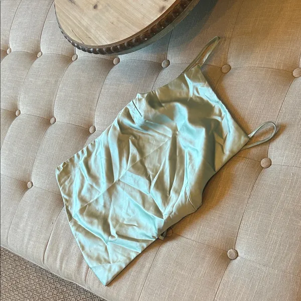 Zara Satin Mint Green Backless Top Size XS - Image 4