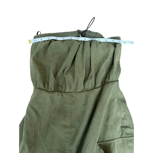 Forever 21 Olive Green Military Bandeau Midi Zip up women's dress, Size S - Image 9