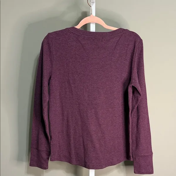 U.S. Polo Assn Burgundy Waffle Knit Thermal Henley Top Size‎ L 90’s - Image 7
