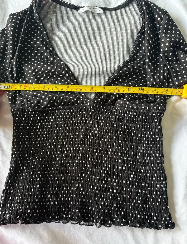 Good Days Project Black White Polka Dot Smocked Long Sleeve Top S - Image 6