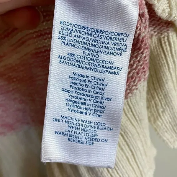 Chaps Pink & Blue Striped Henley Sweater - Image 8