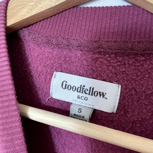 Goodfellow‎ & Co pink crewneck fleece lined sweater men's size S cotton blend - Image 3