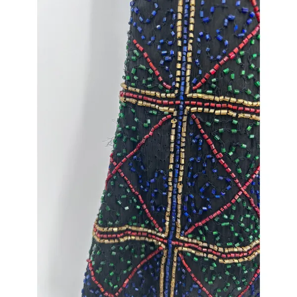VTG Stenay Silk‎ Holiday Beaded Blouse Short Sleeve Embellished Women's Top L - Image 4