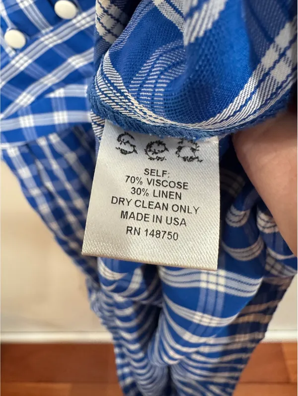 Sea New York Blue Gingham Midi Dress Sz 6 - Image 6