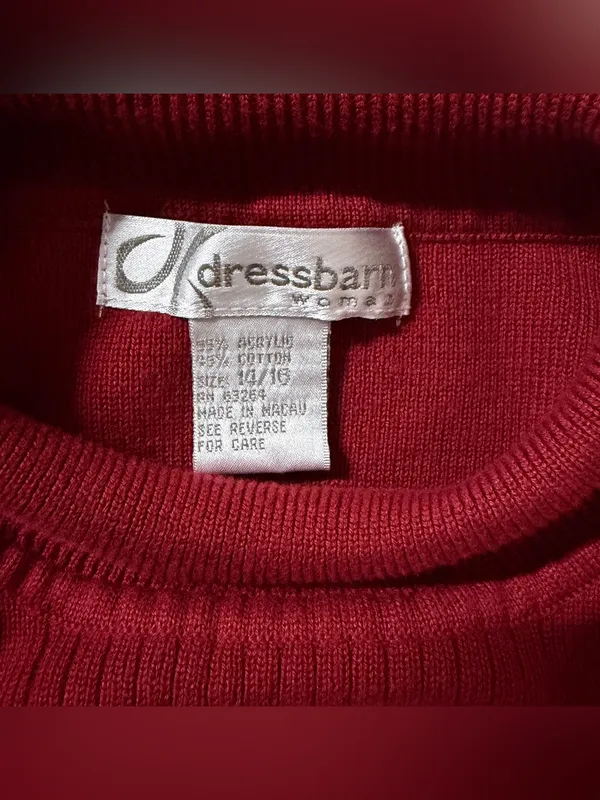 Dressbarn Women's Red Mock Neck Sleeveless Knit Sweater Top Size 14/16 - Image 3
