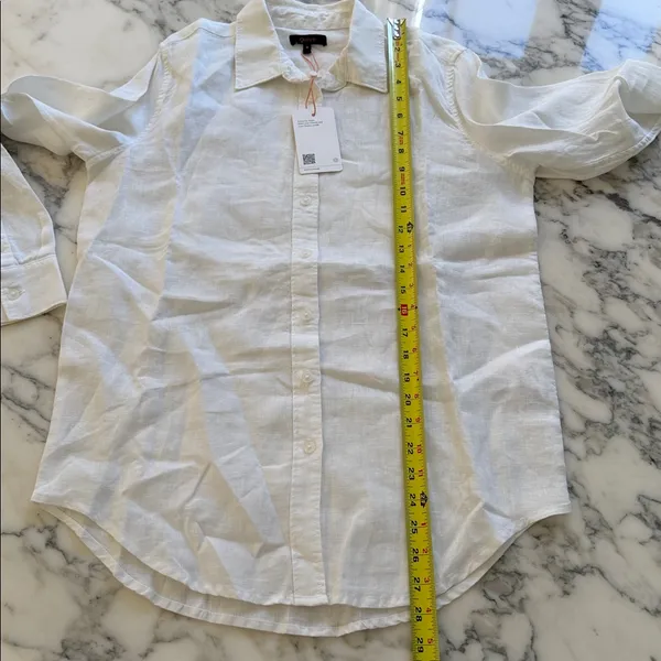 NWT QUINCE women's 100% european linen long sleeve white shirt Sz S - Image 7