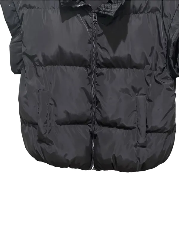 Ellison Black Puffer Vest Oversized Quilted Short Sleeve Zip Up Women Size Small - Image 4