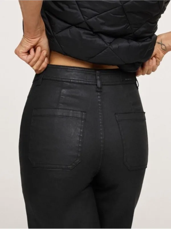 Mango Coated Jeans Culotte High Waist Catherine Ankle Black Wide Leg Size 10 NWT - Image 3