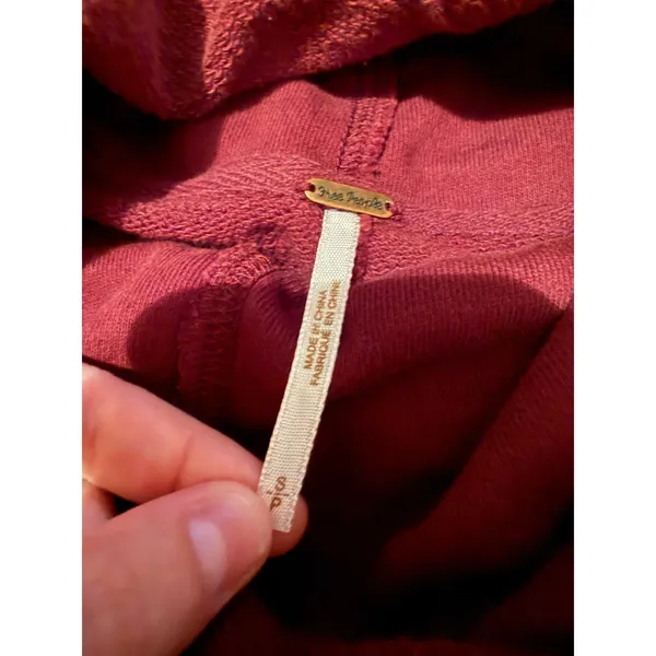 Free People Mock Neck Poncho‎ Sweatshirt Womens S Burgundy Oversized OB533959 - Image 5
