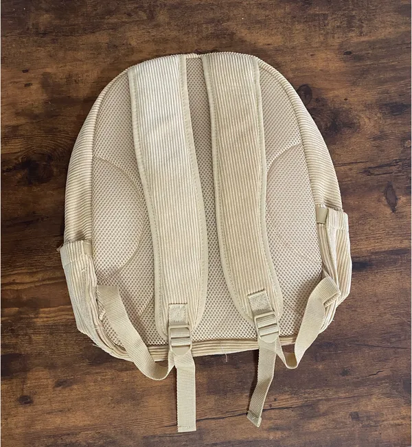Corduroy Backpack in Beige Tan - Image 2
