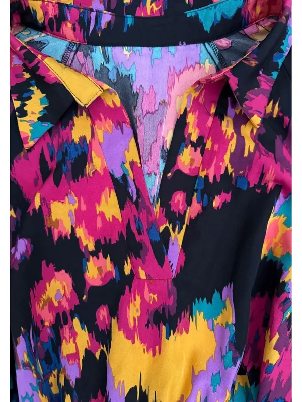 Colorful Retro Mini Dress Large Multicolor Indie Coquette Girl Tier Layer Flare - Image 4