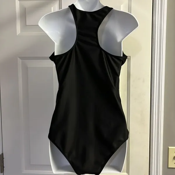 SHEIN Black One Piece Plunging Neckline with Tie and Razorback Swimsuit- Large - Image 8