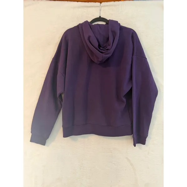 Adidas Hoodie Womens Large Purple Graphic Logo Pullover Fleece Sweatshirt L - Image 7
