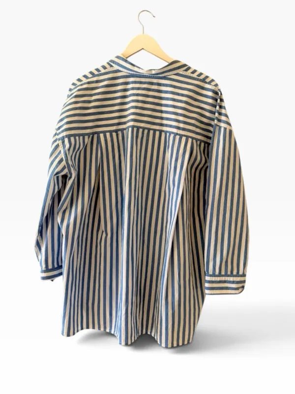 Madewell stripped Blue White Oversized Lagenlook Button Down Long SZ XL #2677 - Image 8